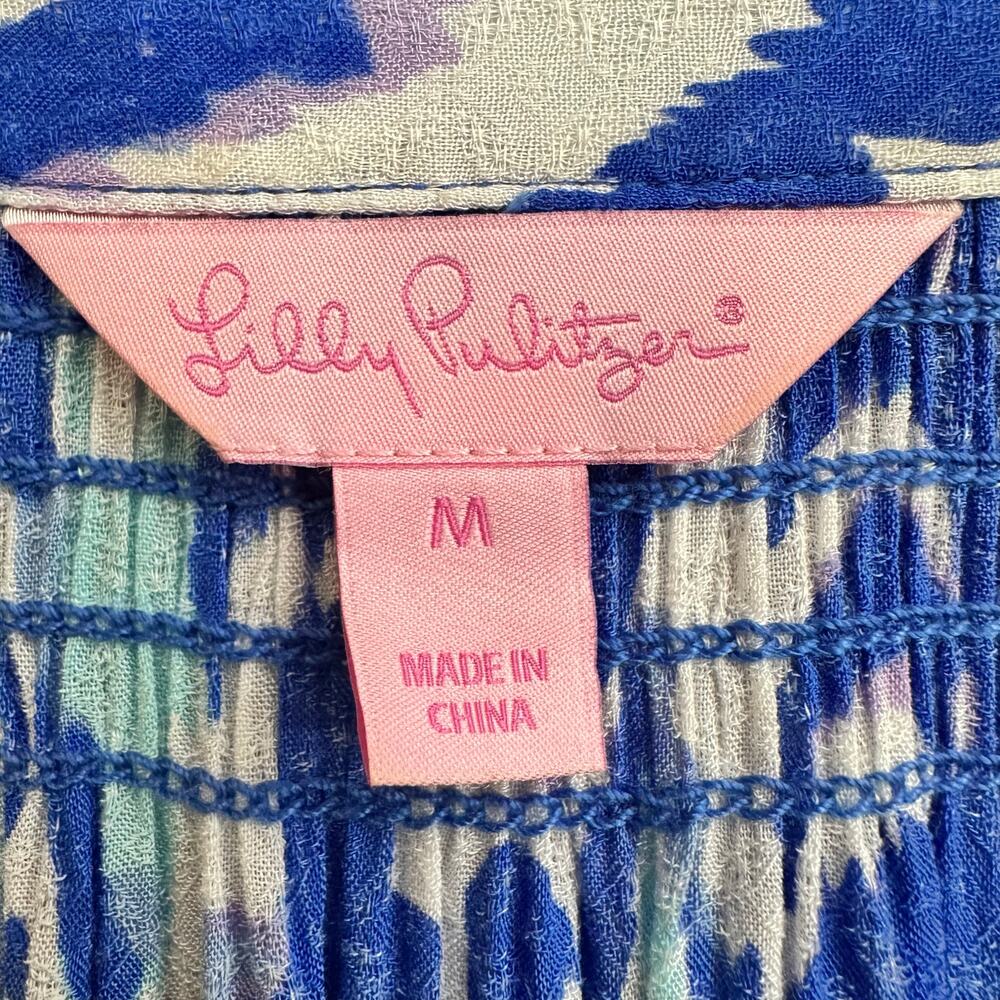 Lilly Pulitzer Elsa Long Sleeve Top "Tropi Call Me" Blue Women's Medium *READ* - Picture 6 of 8